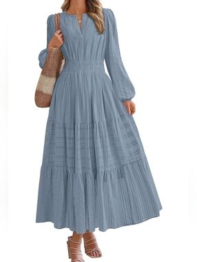 NWOT Cotton Tiered Maxi Dress With Pockets, Lined - Sz. L